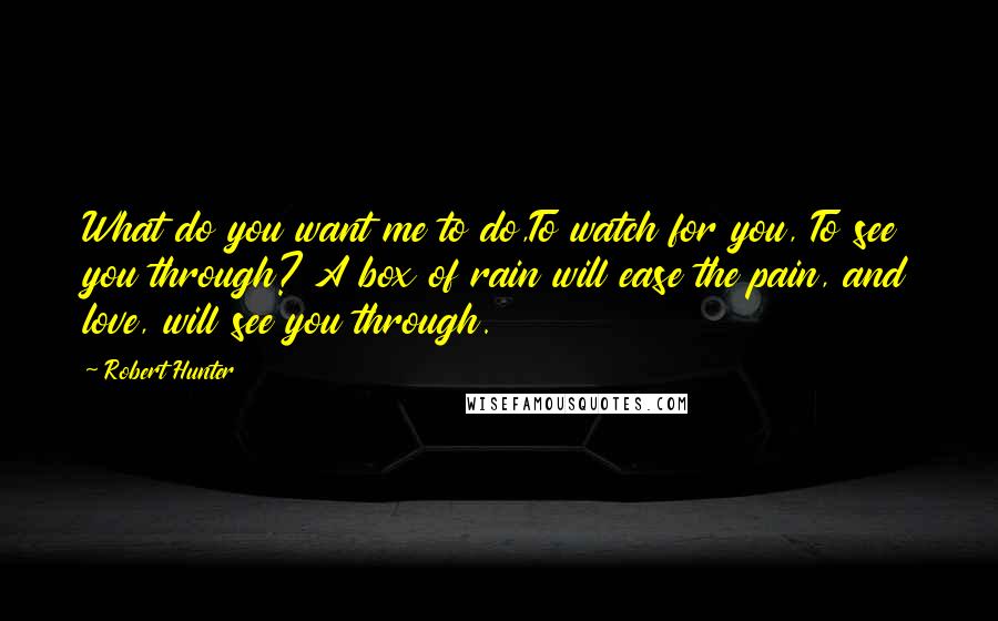 Robert Hunter Quotes: What do you want me to do,To watch for you, To see you through? A box of rain will ease the pain, and love, will see you through.