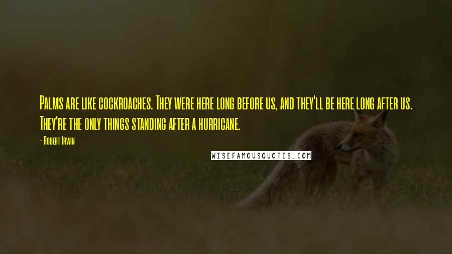 Robert Irwin Quotes: Palms are like cockroaches. They were here long before us, and they'll be here long after us. They're the only things standing after a hurricane.