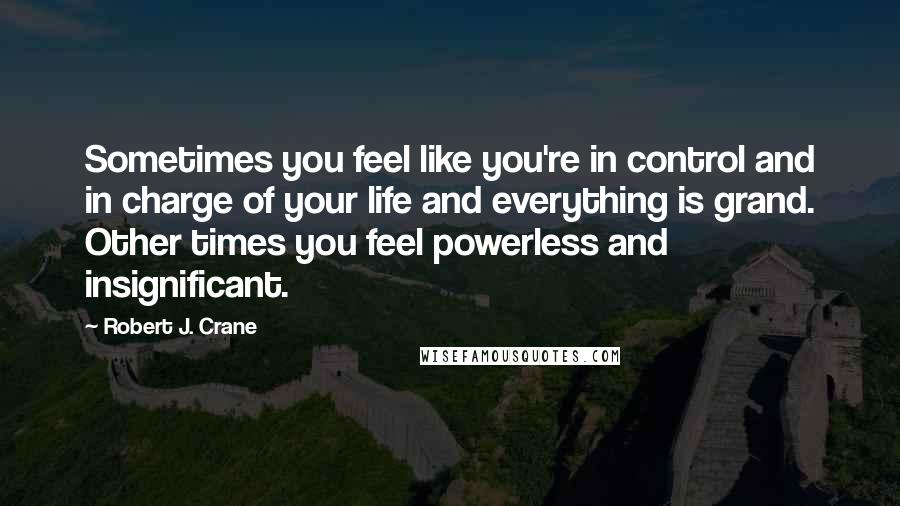 Robert J. Crane Quotes: Sometimes you feel like you're in control and in charge of your life and everything is grand. Other times you feel powerless and insignificant.