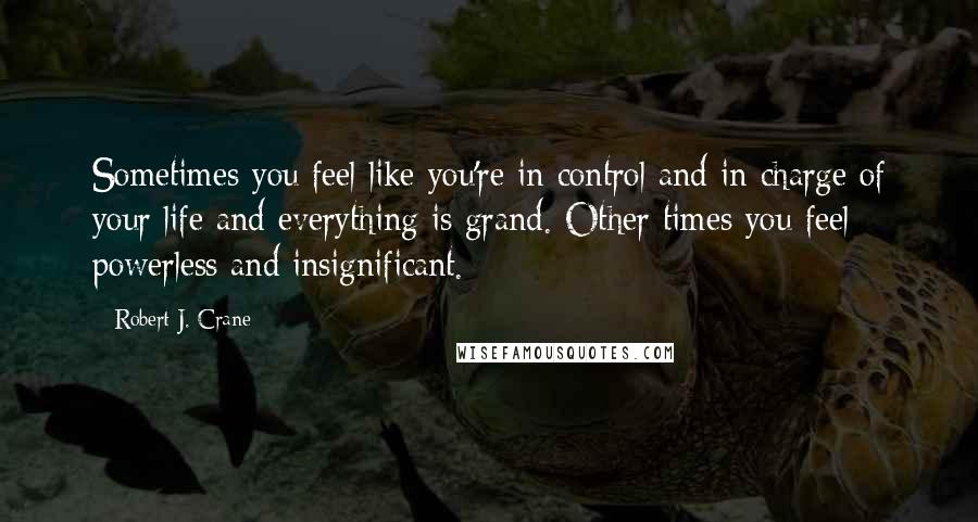 Robert J. Crane Quotes: Sometimes you feel like you're in control and in charge of your life and everything is grand. Other times you feel powerless and insignificant.