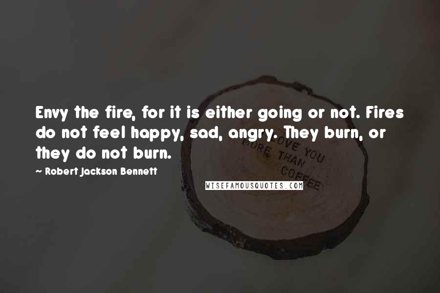 Robert Jackson Bennett Quotes: Envy the fire, for it is either going or not. Fires do not feel happy, sad, angry. They burn, or they do not burn.