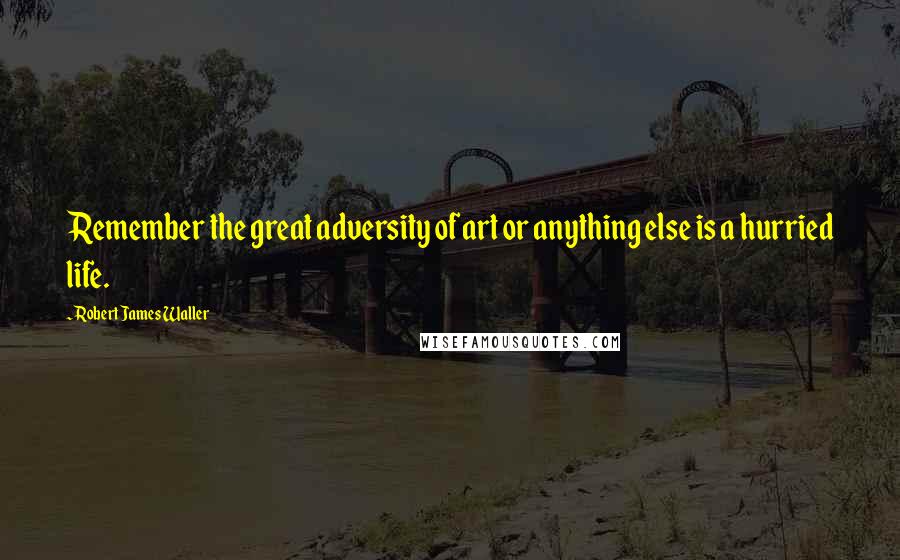 Robert James Waller Quotes: Remember the great adversity of art or anything else is a hurried life.