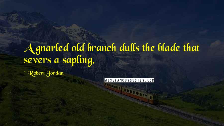 Robert Jordan Quotes: A gnarled old branch dulls the blade that severs a sapling.
