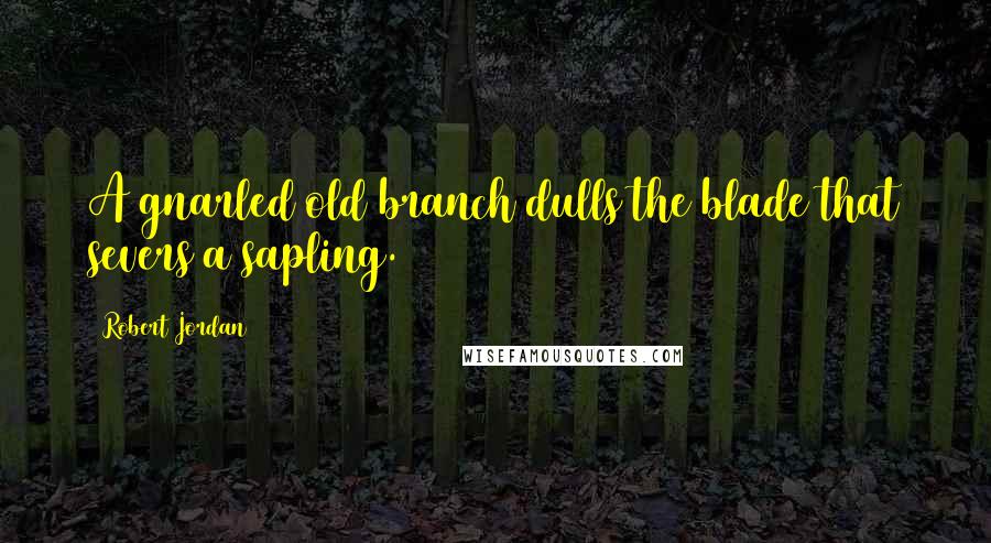 Robert Jordan Quotes: A gnarled old branch dulls the blade that severs a sapling.