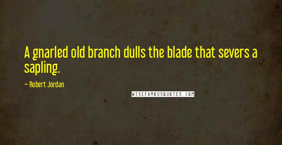 Robert Jordan Quotes: A gnarled old branch dulls the blade that severs a sapling.