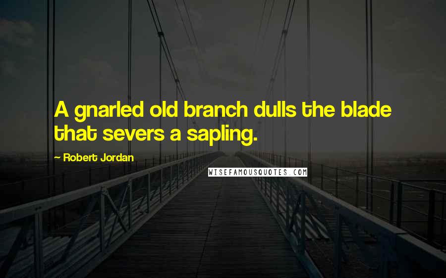 Robert Jordan Quotes: A gnarled old branch dulls the blade that severs a sapling.