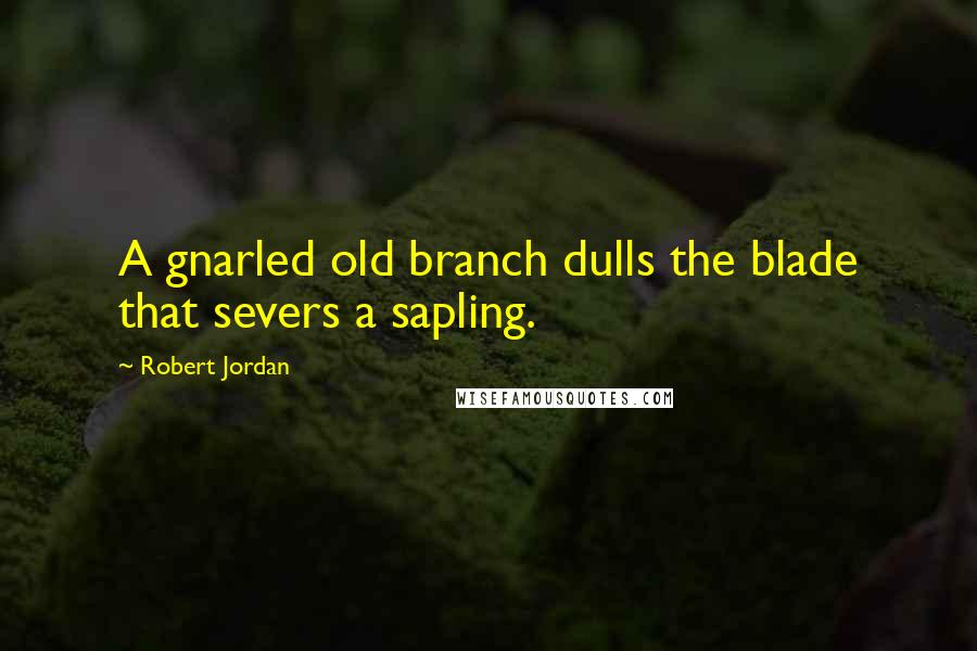 Robert Jordan Quotes: A gnarled old branch dulls the blade that severs a sapling.