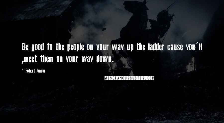 Robert Junior Quotes: Be good to the people on your way up the ladder cause you'll ,meet them on your way down.