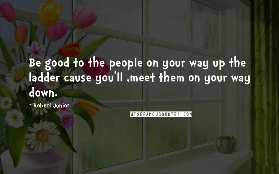 Robert Junior Quotes: Be good to the people on your way up the ladder cause you'll ,meet them on your way down.