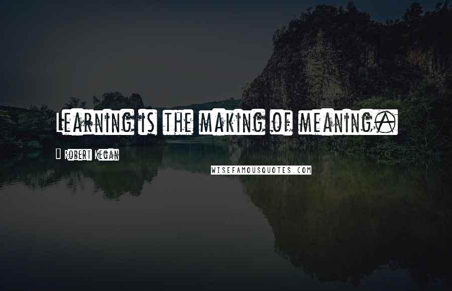 Robert Kegan Quotes: Learning is the making of meaning.