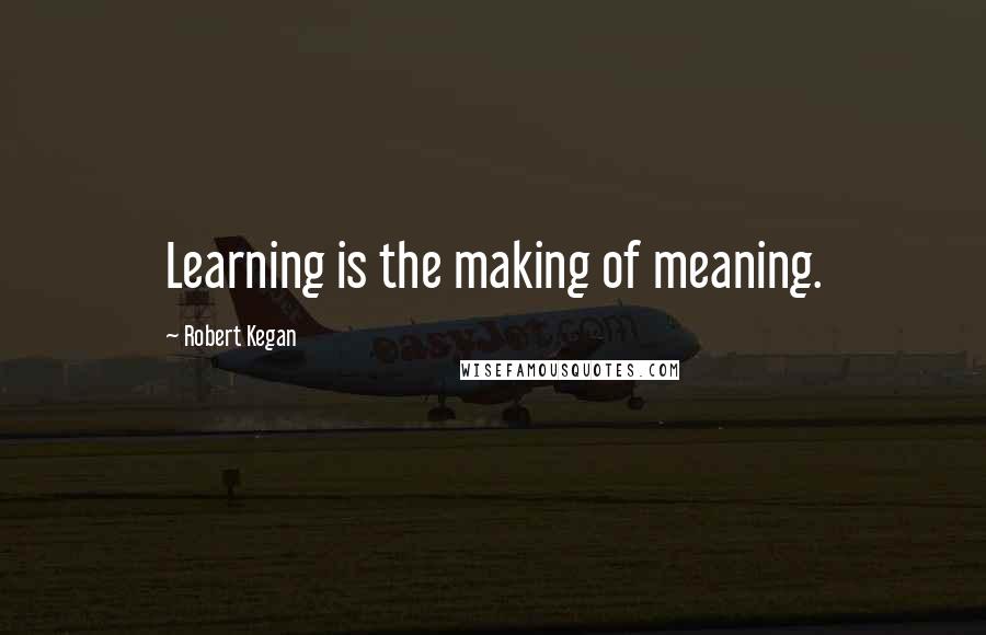 Robert Kegan Quotes: Learning is the making of meaning.