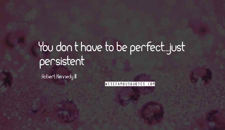 Robert Kennedy III Quotes: You don't have to be perfect....just persistent!