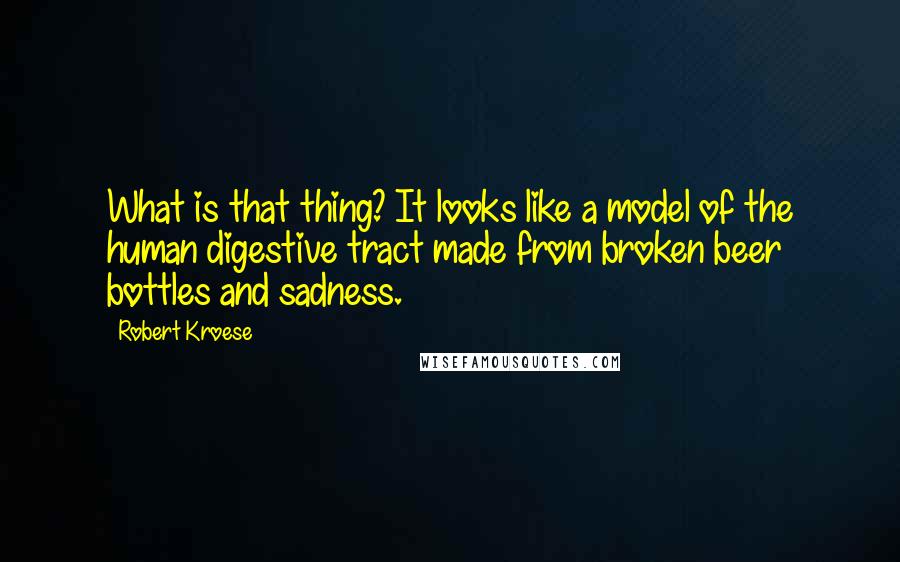 Robert Kroese Quotes: What is that thing? It looks like a model of the human digestive tract made from broken beer bottles and sadness.