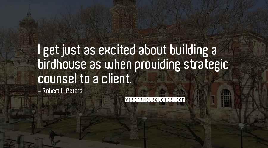 Robert L. Peters Quotes: I get just as excited about building a birdhouse as when providing strategic counsel to a client.