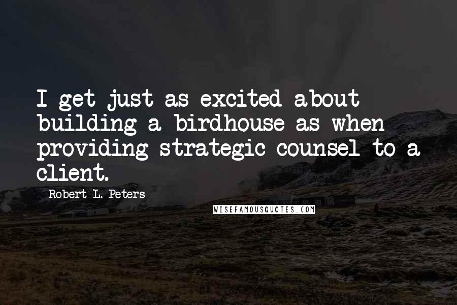 Robert L. Peters Quotes: I get just as excited about building a birdhouse as when providing strategic counsel to a client.