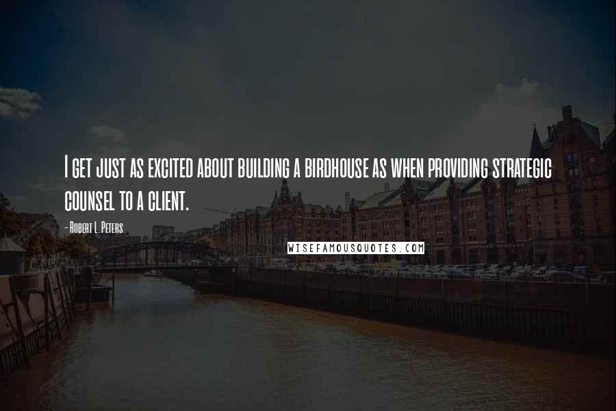 Robert L. Peters Quotes: I get just as excited about building a birdhouse as when providing strategic counsel to a client.