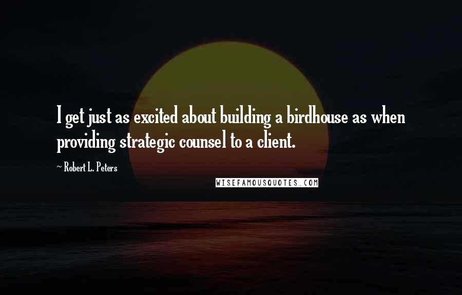 Robert L. Peters Quotes: I get just as excited about building a birdhouse as when providing strategic counsel to a client.