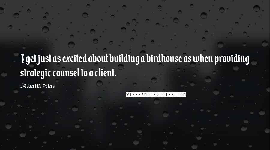 Robert L. Peters Quotes: I get just as excited about building a birdhouse as when providing strategic counsel to a client.