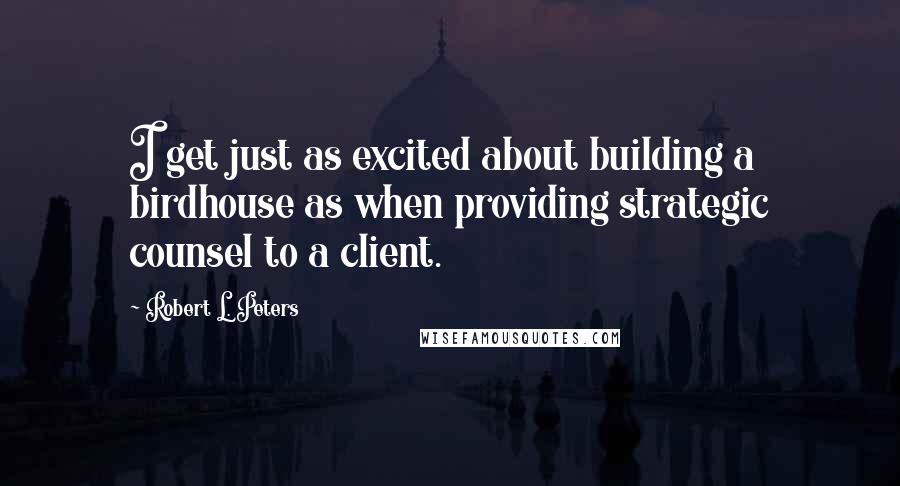 Robert L. Peters Quotes: I get just as excited about building a birdhouse as when providing strategic counsel to a client.