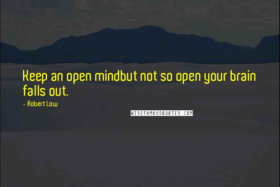 Robert Low Quotes: Keep an open mindbut not so open your brain falls out.