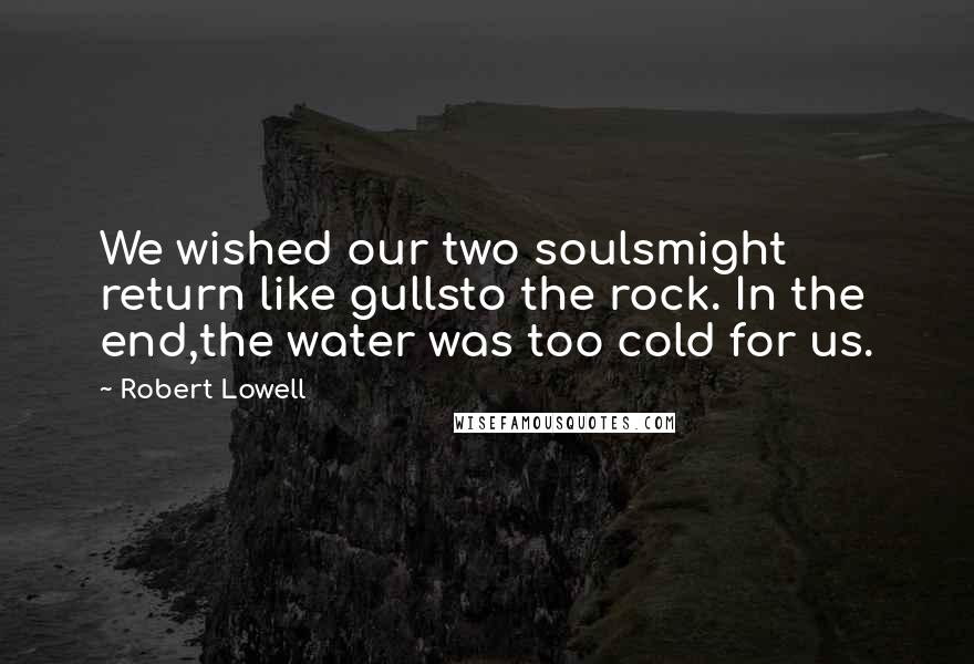 Robert Lowell Quotes: We wished our two soulsmight return like gullsto the rock. In the end,the water was too cold for us.