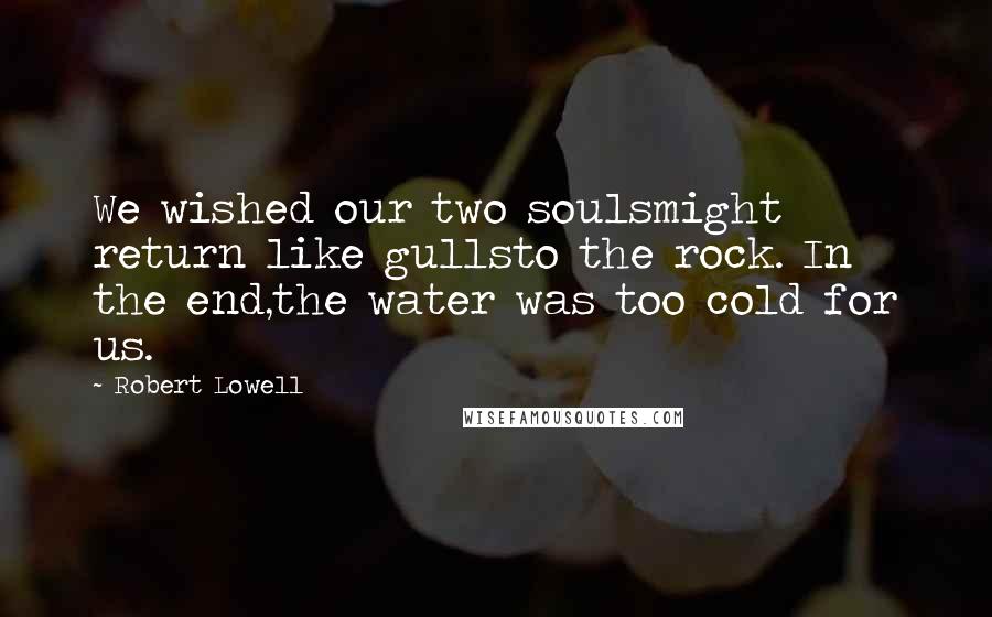 Robert Lowell Quotes: We wished our two soulsmight return like gullsto the rock. In the end,the water was too cold for us.