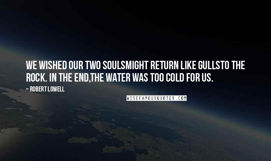 Robert Lowell Quotes: We wished our two soulsmight return like gullsto the rock. In the end,the water was too cold for us.