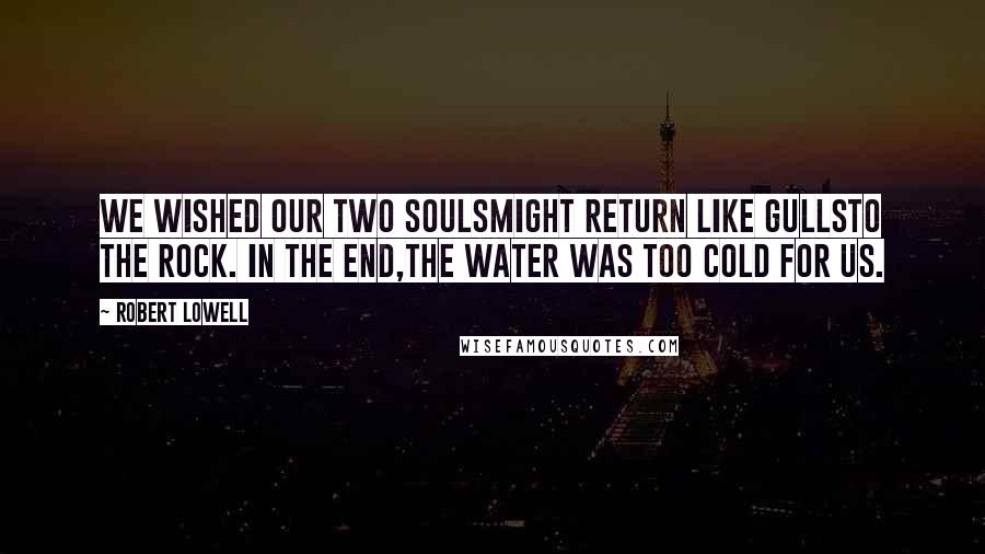 Robert Lowell Quotes: We wished our two soulsmight return like gullsto the rock. In the end,the water was too cold for us.