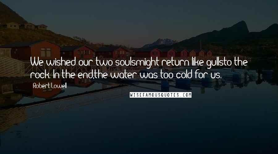 Robert Lowell Quotes: We wished our two soulsmight return like gullsto the rock. In the end,the water was too cold for us.