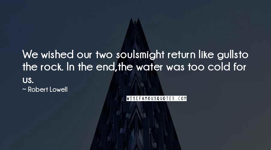 Robert Lowell Quotes: We wished our two soulsmight return like gullsto the rock. In the end,the water was too cold for us.