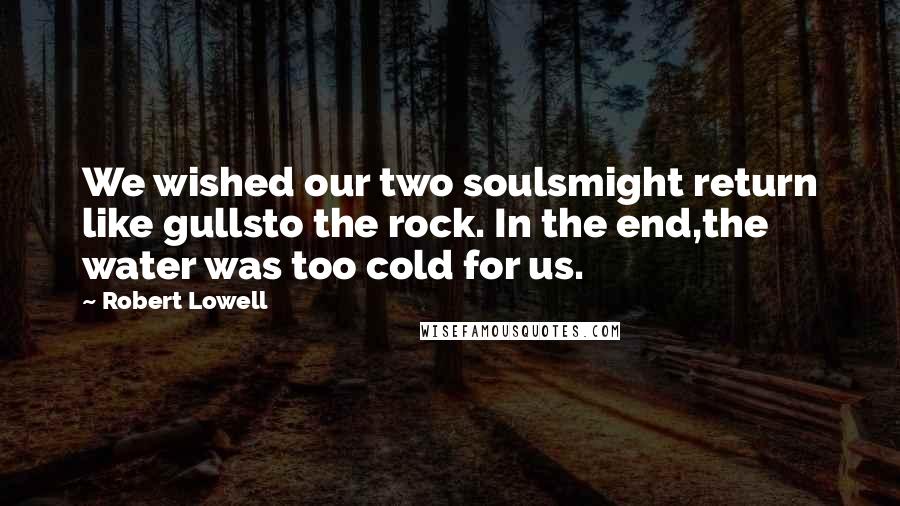 Robert Lowell Quotes: We wished our two soulsmight return like gullsto the rock. In the end,the water was too cold for us.