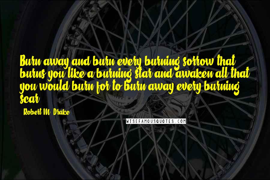 Robert M. Drake Quotes: Burn away and burn every burning sorrow that burns you like a burning star and awaken all that you would burn for to burn away every burning scar.