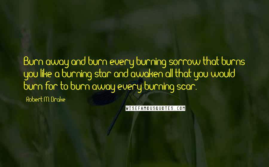 Robert M. Drake Quotes: Burn away and burn every burning sorrow that burns you like a burning star and awaken all that you would burn for to burn away every burning scar.