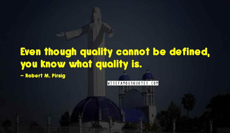 Robert M. Pirsig Quotes: Even though quality cannot be defined, you know what quality is.