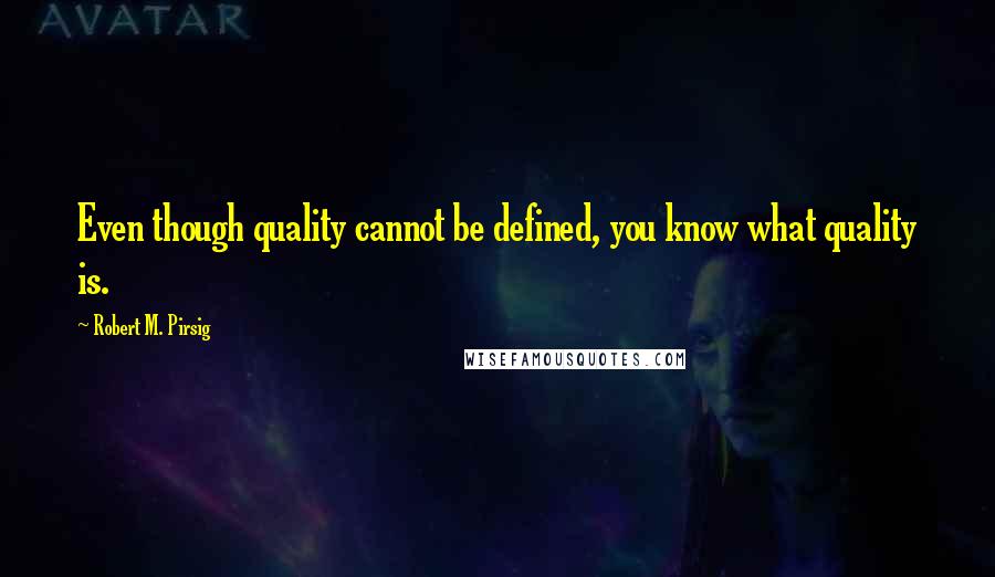 Robert M. Pirsig Quotes: Even though quality cannot be defined, you know what quality is.