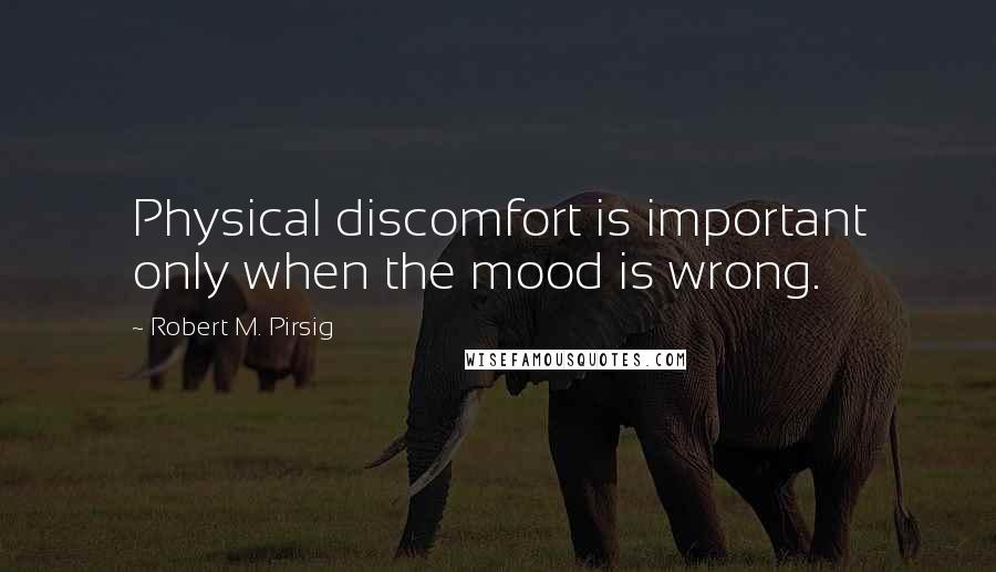 Robert M. Pirsig Quotes: Physical discomfort is important only when the mood is wrong.