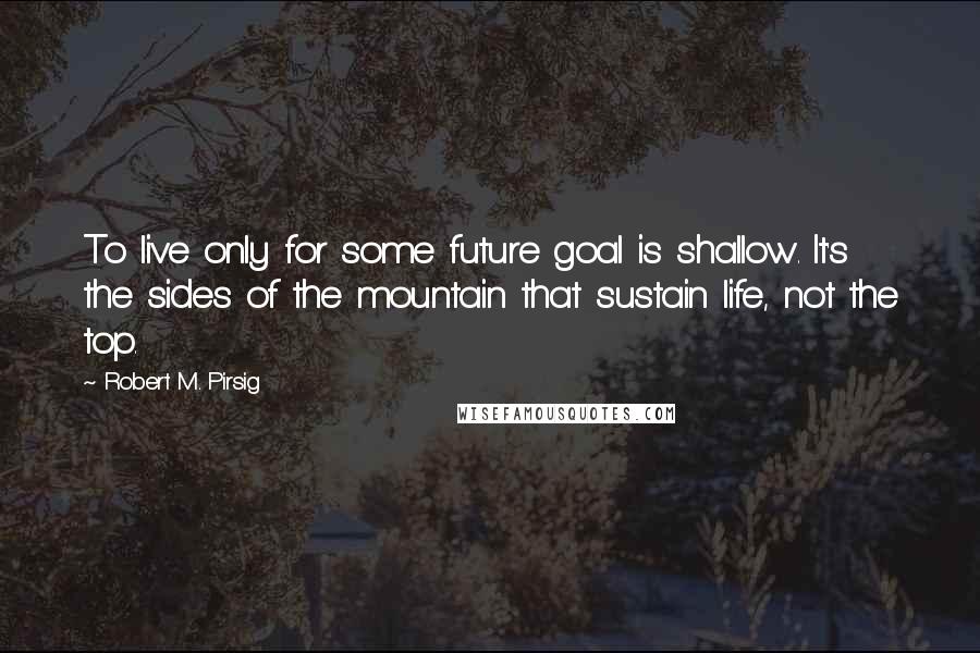 Robert M. Pirsig Quotes: To live only for some future goal is shallow. It's the sides of the mountain that sustain life, not the top.