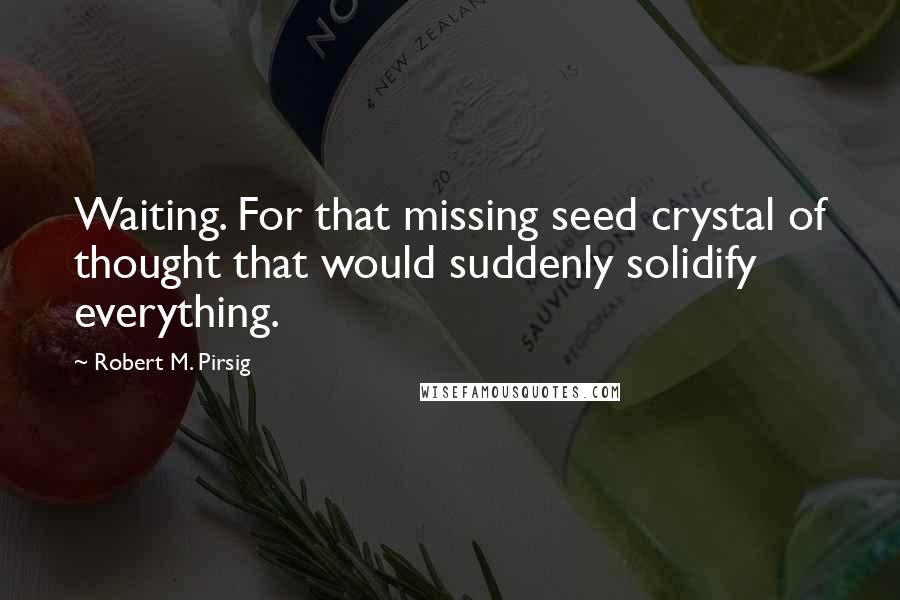 Robert M. Pirsig Quotes: Waiting. For that missing seed crystal of thought that would suddenly solidify everything.