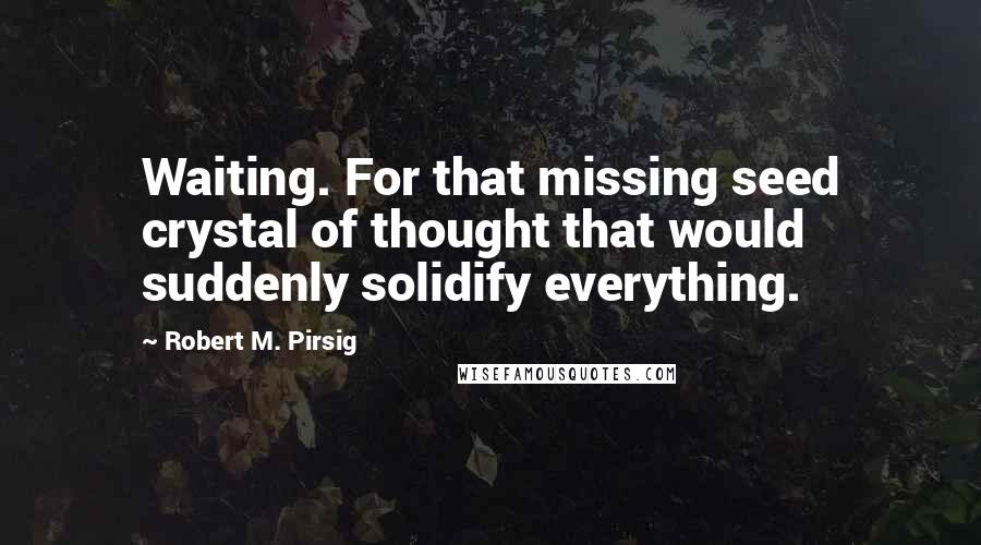 Robert M. Pirsig Quotes: Waiting. For that missing seed crystal of thought that would suddenly solidify everything.