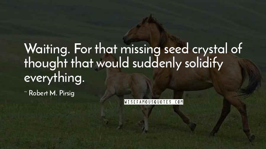 Robert M. Pirsig Quotes: Waiting. For that missing seed crystal of thought that would suddenly solidify everything.