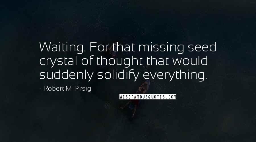 Robert M. Pirsig Quotes: Waiting. For that missing seed crystal of thought that would suddenly solidify everything.