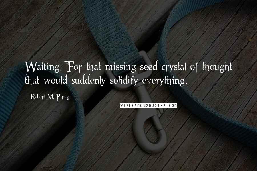 Robert M. Pirsig Quotes: Waiting. For that missing seed crystal of thought that would suddenly solidify everything.