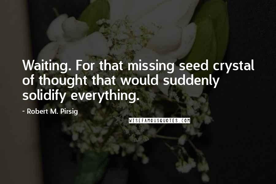 Robert M. Pirsig Quotes: Waiting. For that missing seed crystal of thought that would suddenly solidify everything.