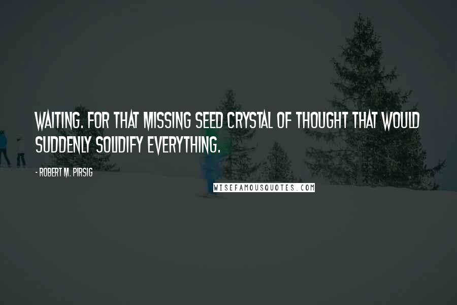 Robert M. Pirsig Quotes: Waiting. For that missing seed crystal of thought that would suddenly solidify everything.