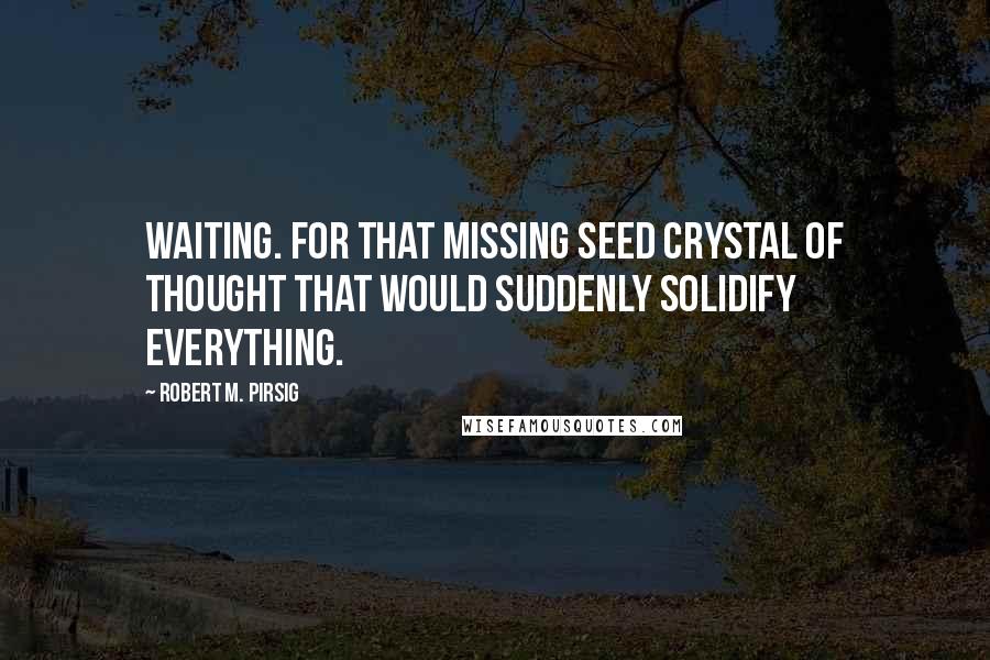 Robert M. Pirsig Quotes: Waiting. For that missing seed crystal of thought that would suddenly solidify everything.