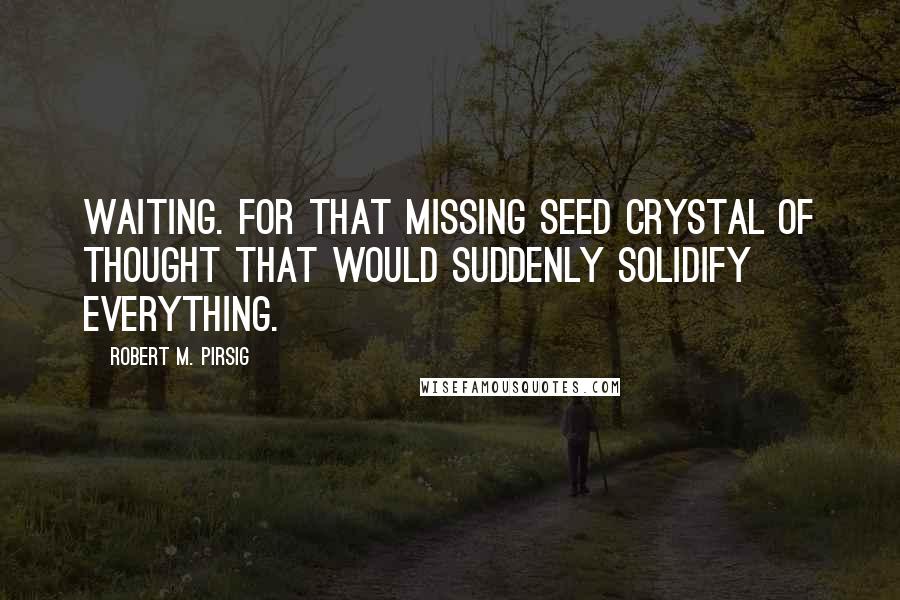 Robert M. Pirsig Quotes: Waiting. For that missing seed crystal of thought that would suddenly solidify everything.