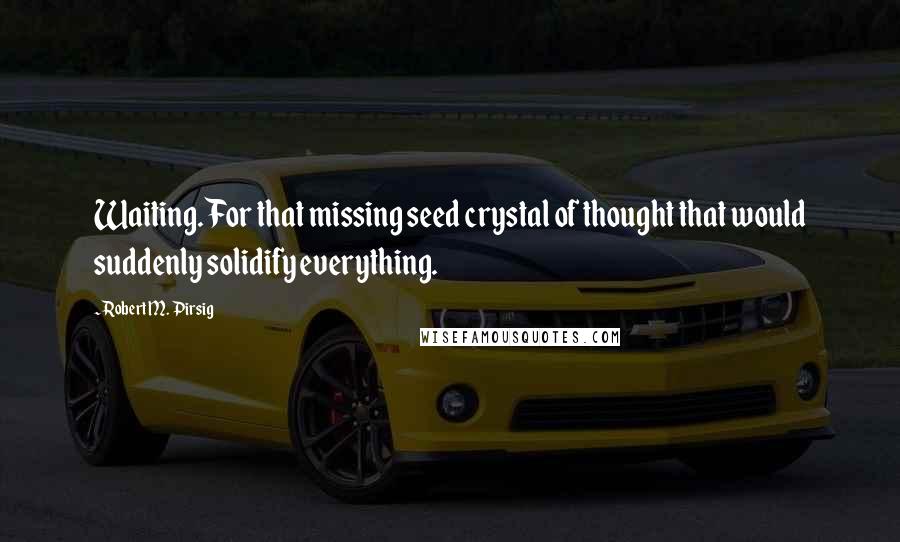 Robert M. Pirsig Quotes: Waiting. For that missing seed crystal of thought that would suddenly solidify everything.