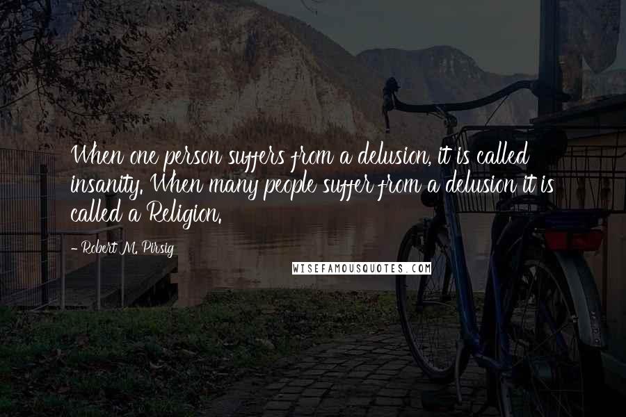 Robert M. Pirsig Quotes: When one person suffers from a delusion, it is called insanity. When many people suffer from a delusion it is called a Religion.