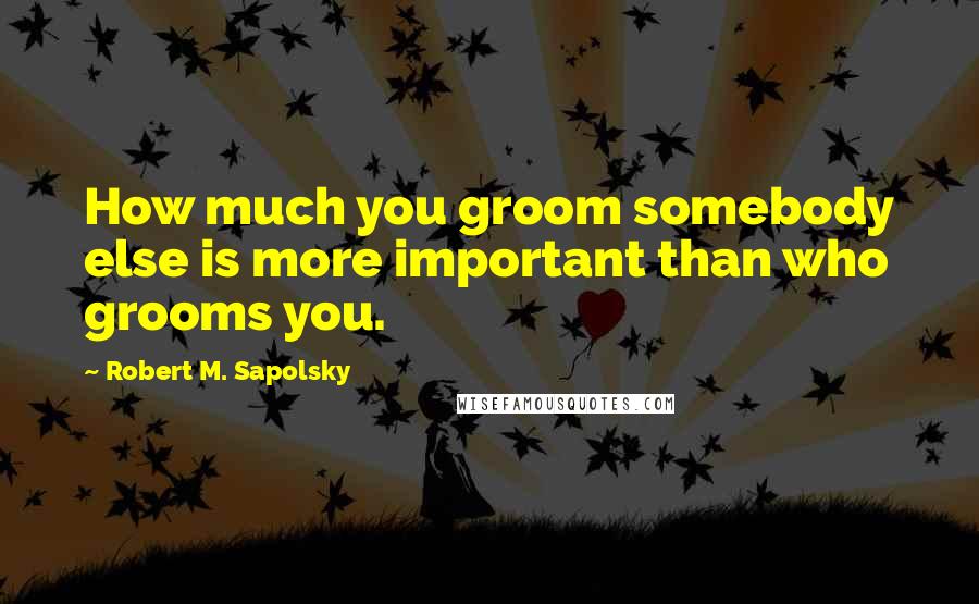 Robert M. Sapolsky Quotes: How much you groom somebody else is more important than who grooms you.