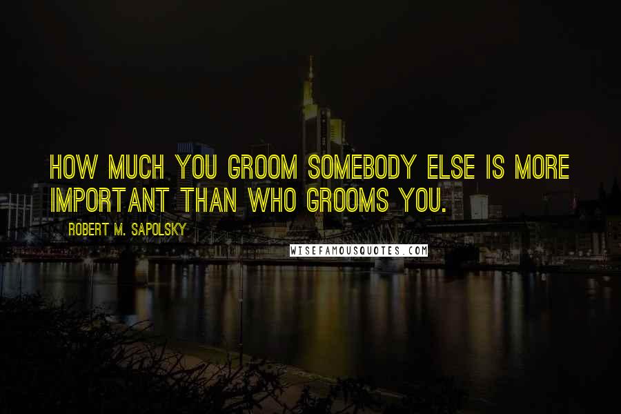 Robert M. Sapolsky Quotes: How much you groom somebody else is more important than who grooms you.